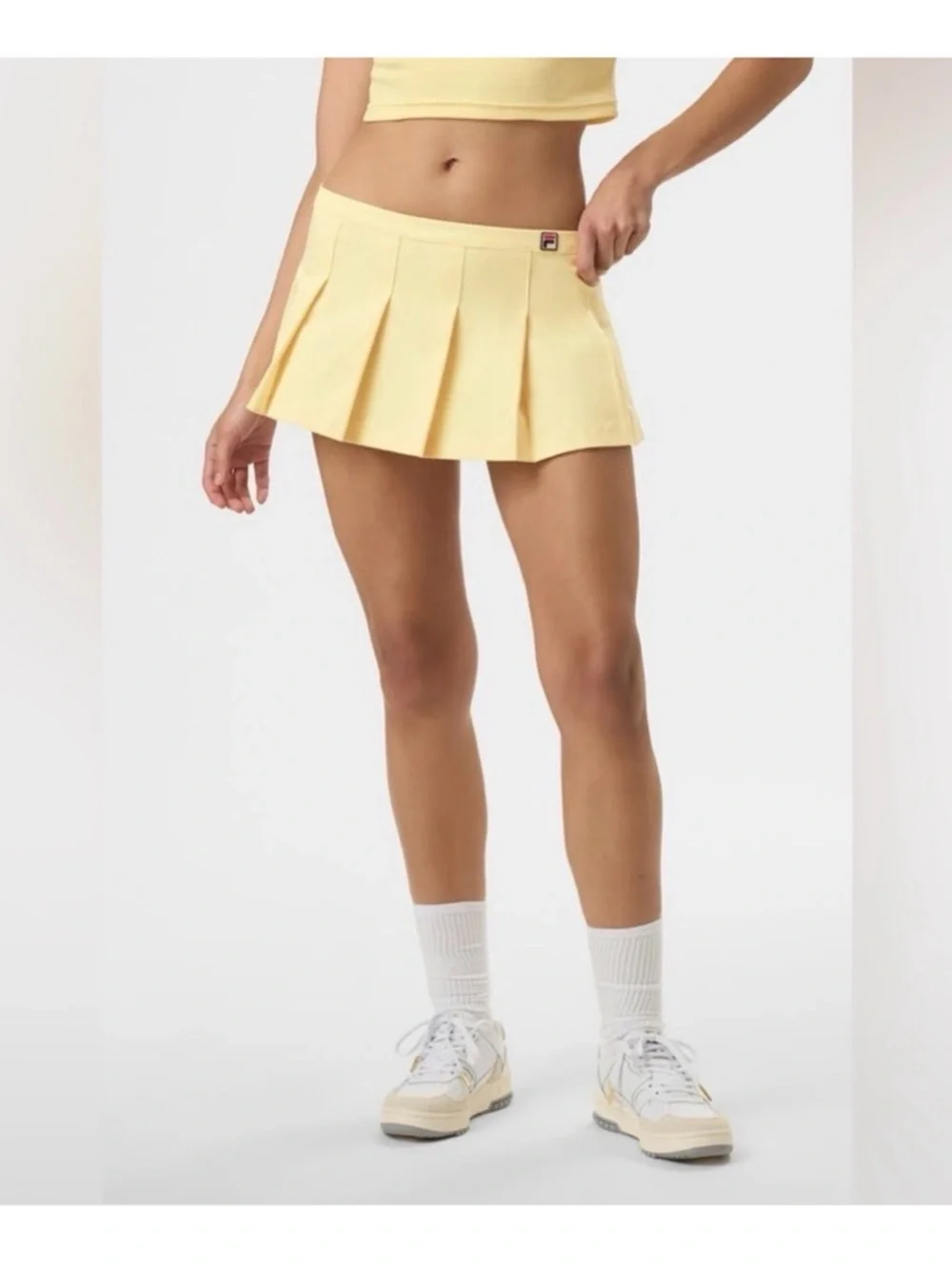 FILA x Hailey‎ Bieber Popcorn Yellow Pleated Mini Skirt Sz 10 Preppy Kawaii